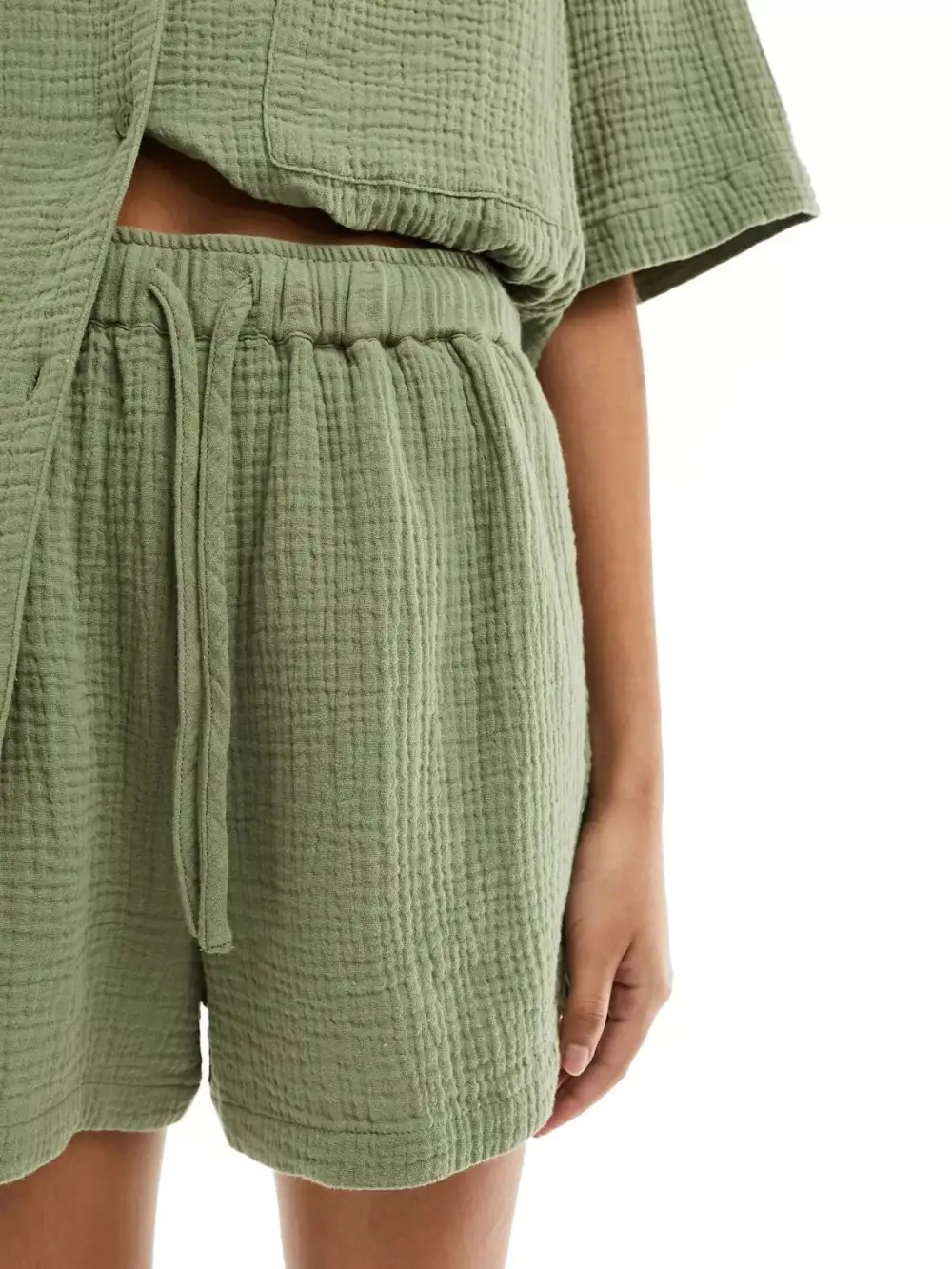 Relaxed Fit Button Up Shirt Shorts Set