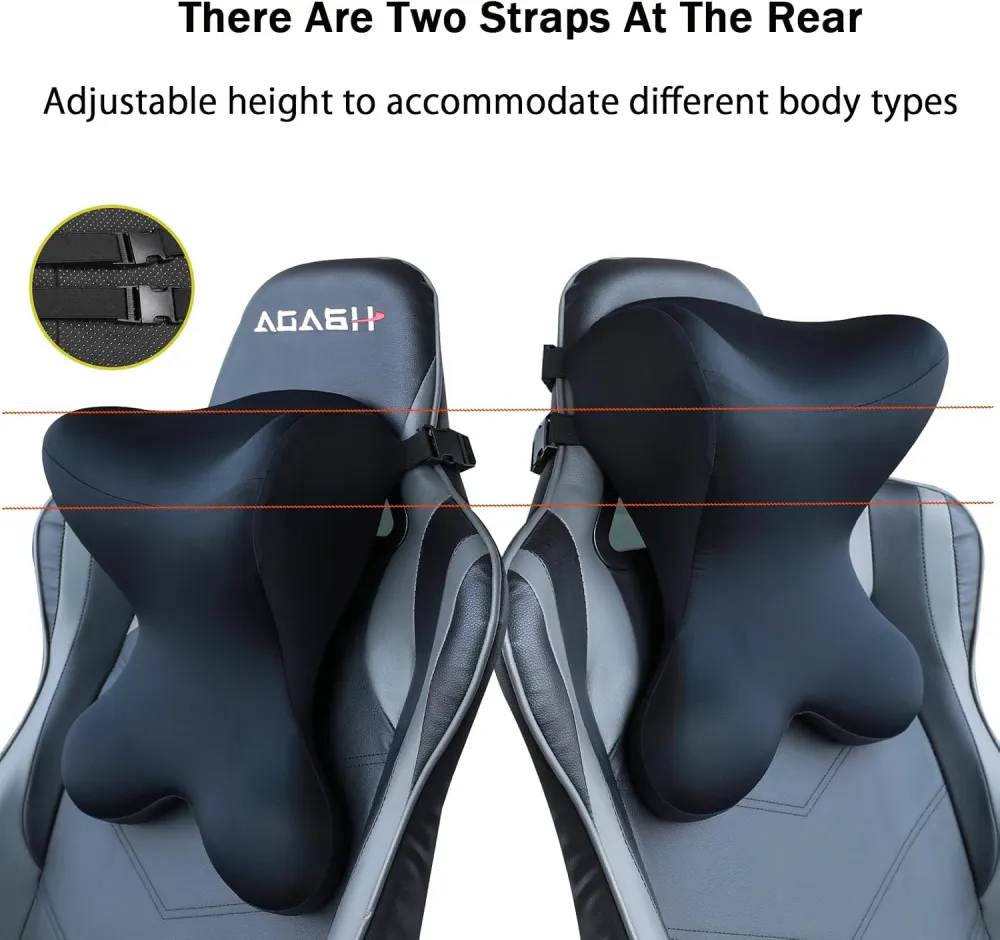 Car Neck Pillow for Driving Car Headrest Pillow Soft Memory Foam Neck Pillow for Car with Adjustable Strap and Removable Cover, Ergonomic Design for Car, Office Chair, Gaming Chair