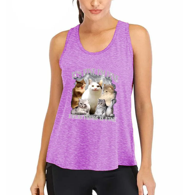 Everything Is Fine Cat Meme Athletic Tank