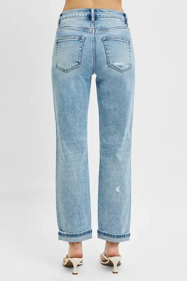 Full Size High Rise Ankle Boyfriend Distressed Jeans Plus Size