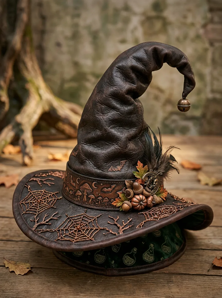Mushroom Spiderweb Halloween Witch Hat