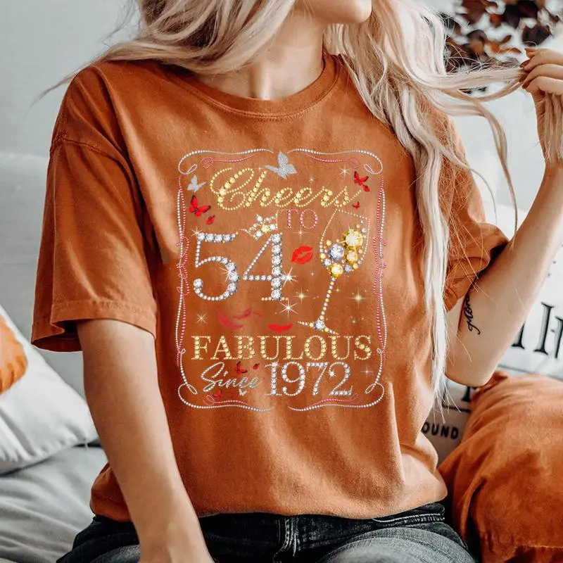 Women Cheers To 54 Fabulous Since 1972 54th Birthday Queen Women's Oversized Comfort Colors T-Shirt