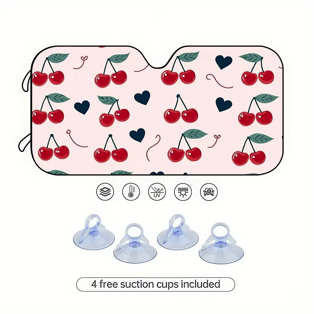 Cherry Print Car Sunshade