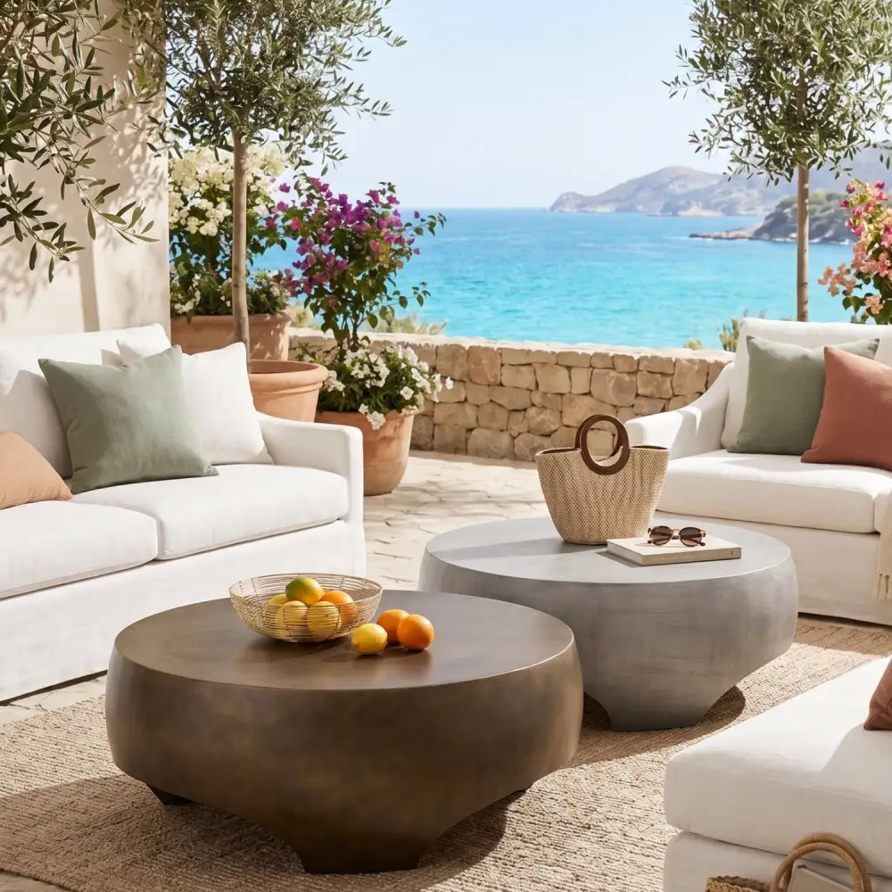 Round Indoor/outdoor Coffee Table With Open Arches