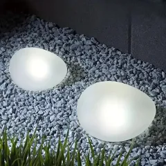 2 Pcs Solar Cobblestone Path Light