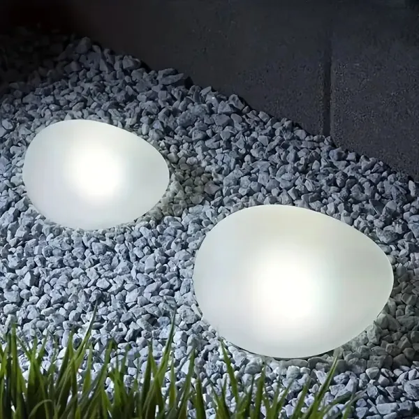 2 Pcs Solar Cobblestone Path Light