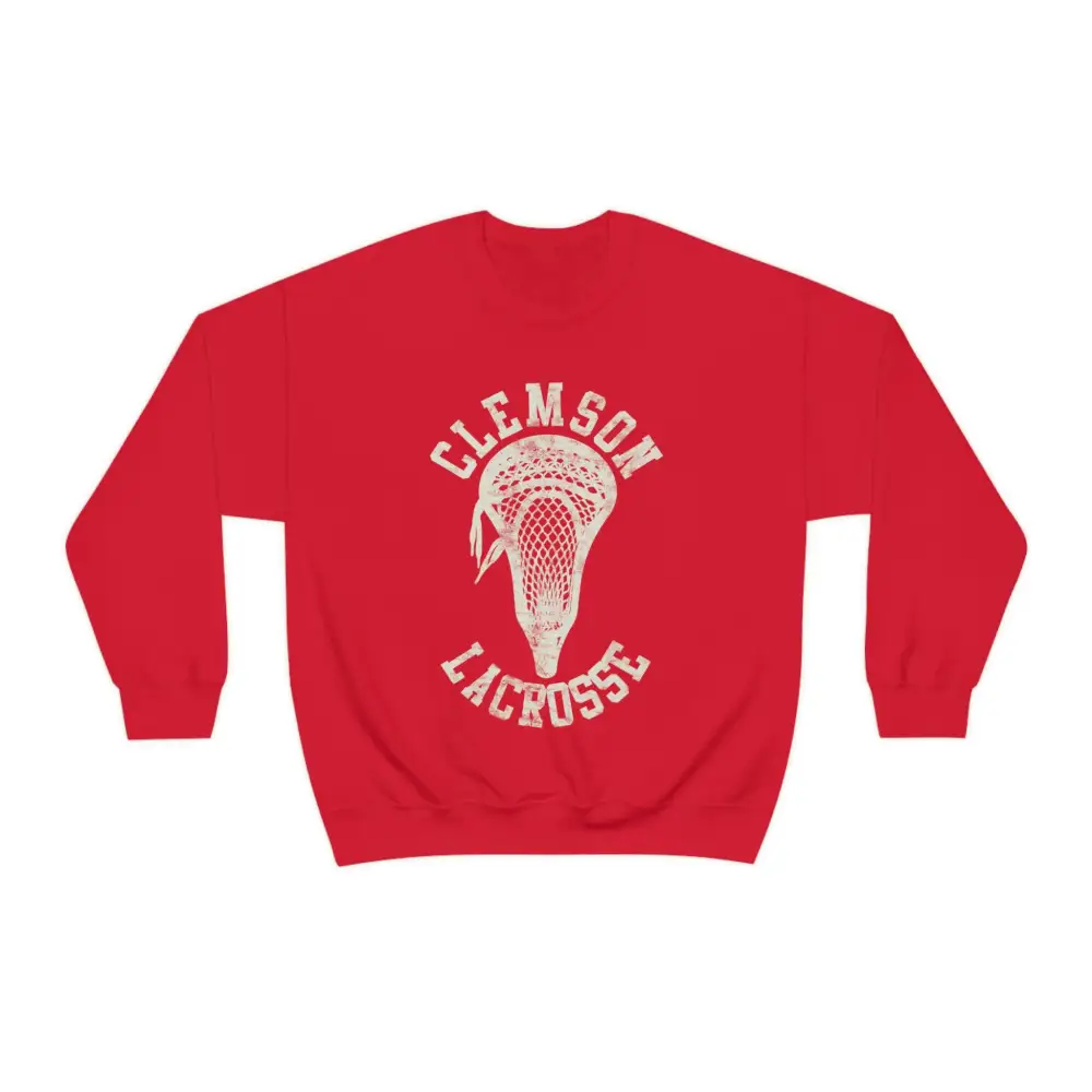 Large Print Stick Head Lacrosse Graphic Crewneck Sweatshirt