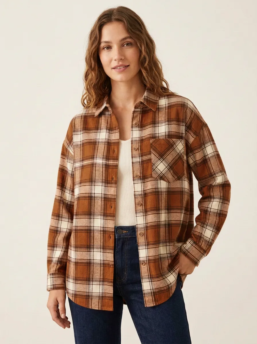 Plaid Flannel Plaid Long-Sleeve Shirt