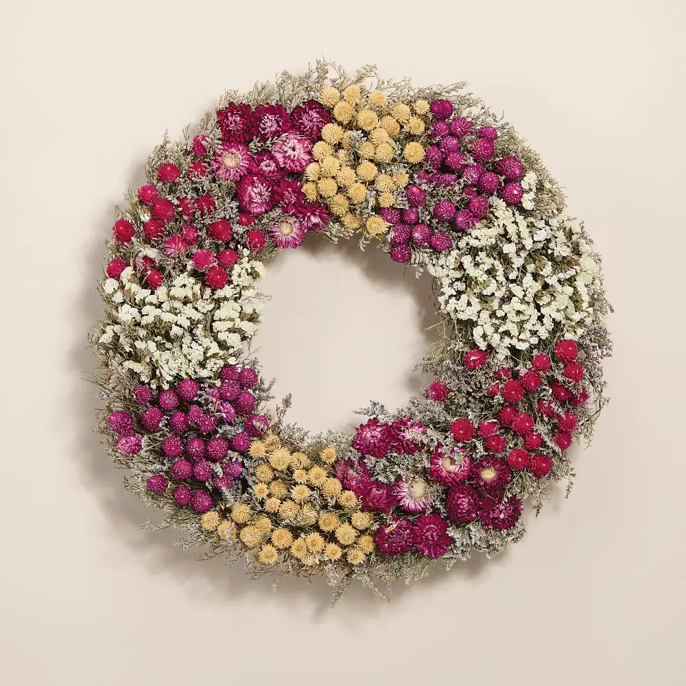 Refined Strawflower Decorative Wreath