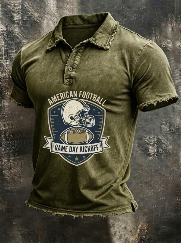 Football Game Day Kickoff Helmet Graphic Polo Shirt
