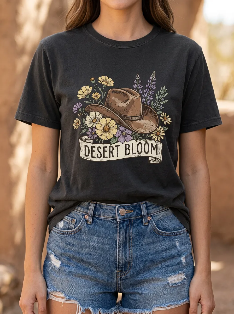 Cowboy-Hat Western Crewneck T-Shirt