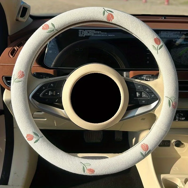 Embroidered Pattern Steering Wheel Cover
