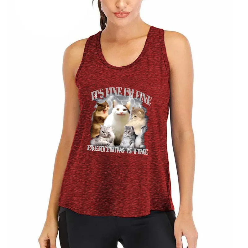 Everything Is Fine Cat Meme Athletic Tank