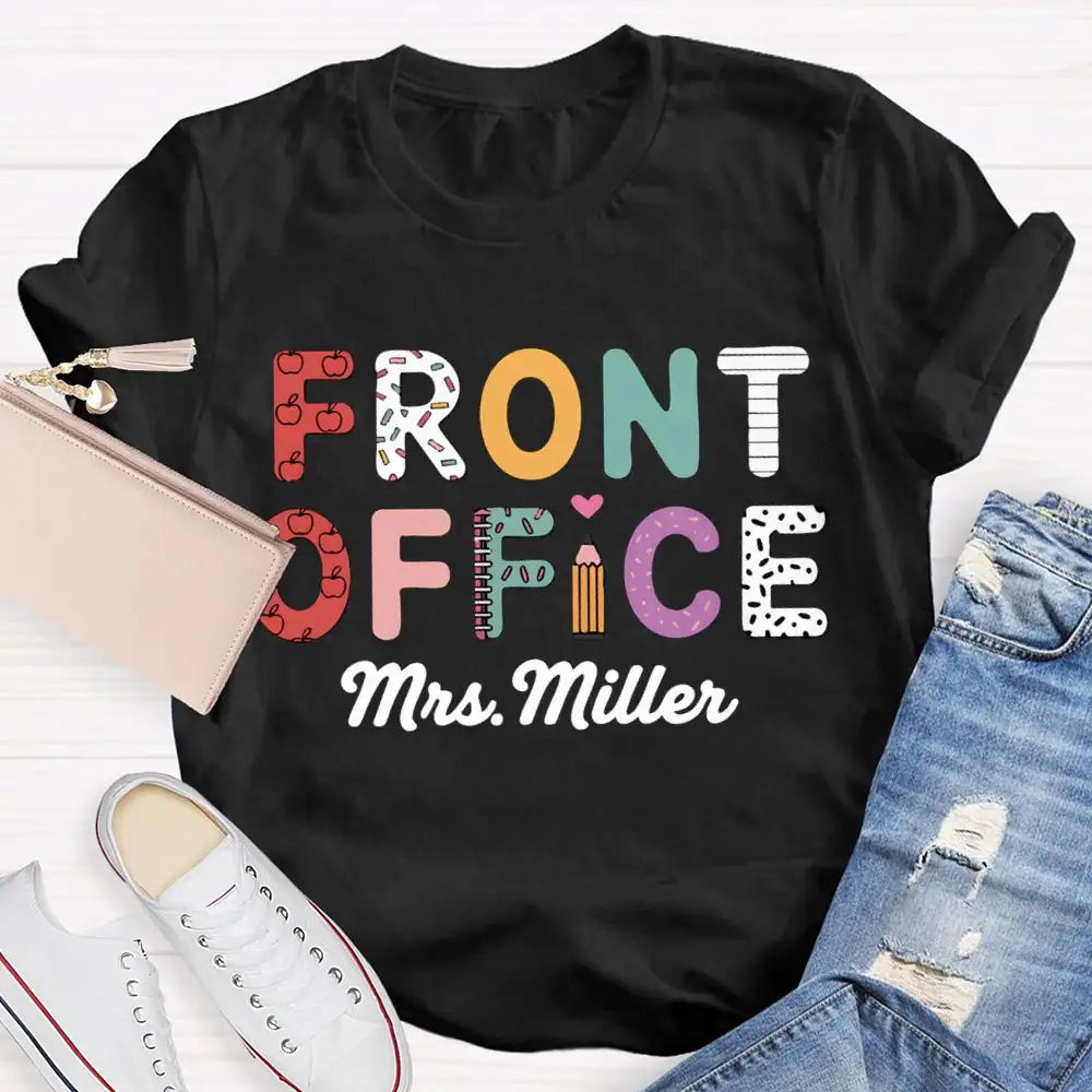 Personalized Name Front Office Colored Letters T-Shirt