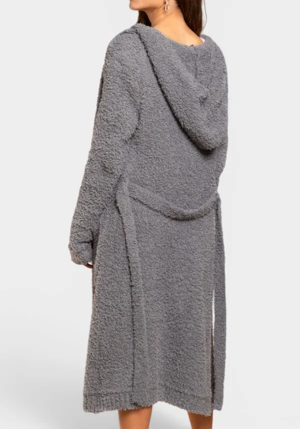 Fuzzy Hooded Duster Cardigan