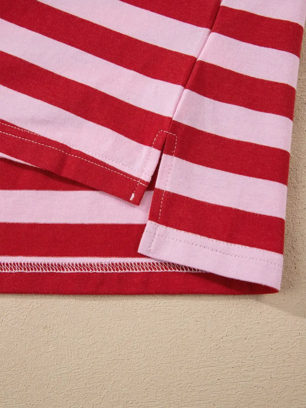 Stripe Split V Neck Casual T Shirt