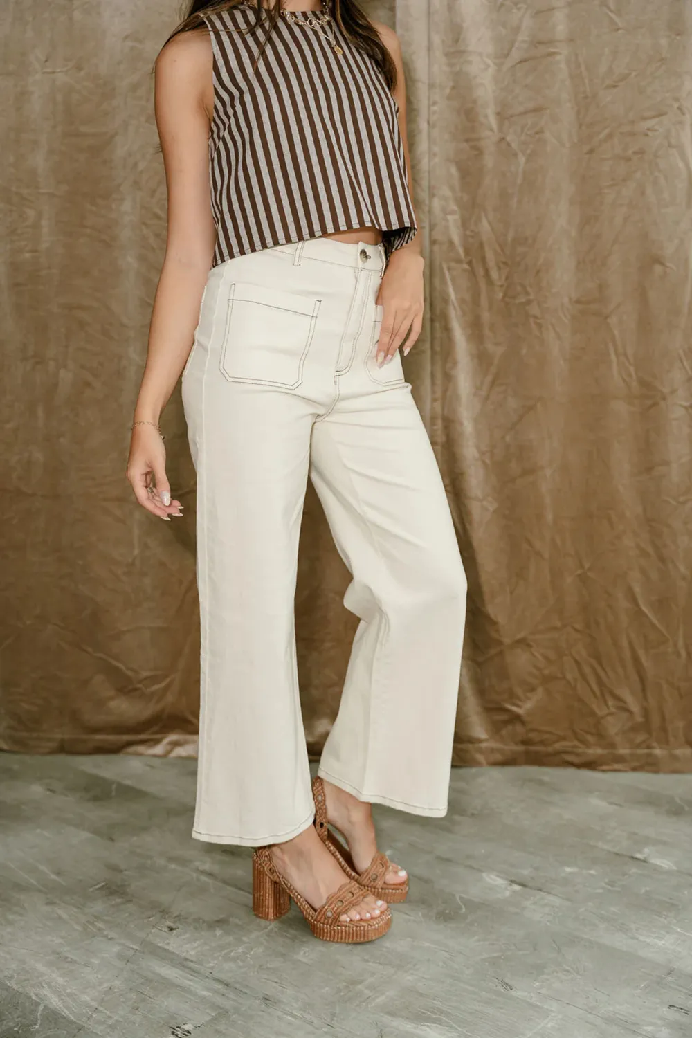 Pocketed Stitch Detail Pants