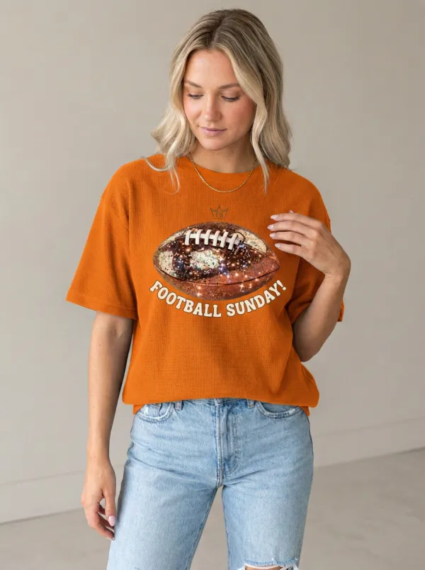 Women's Football Sunday Galaxy Ball Printed Crewneck T-shirt