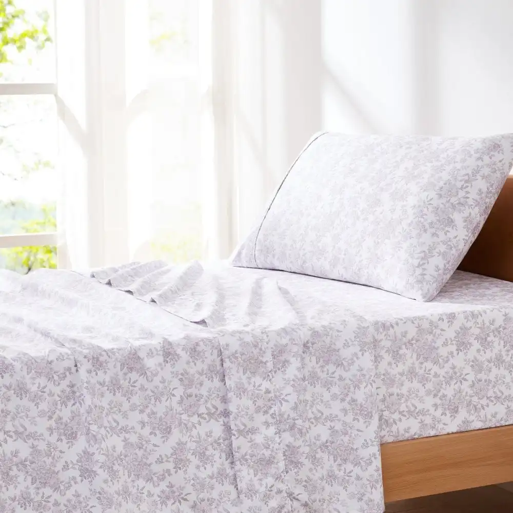 Relaxed Microfiber Floral Sheet Bedding Set