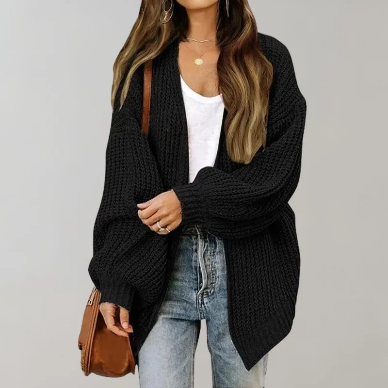 Relaxed Fit Knit Open Front Cardigan