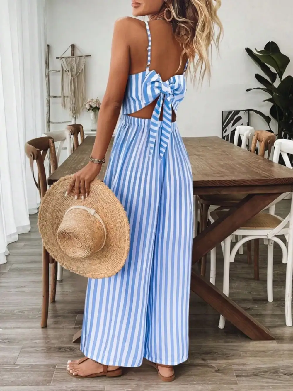 Spaghetti Strap Wide Leg Jumpsuit Accessory