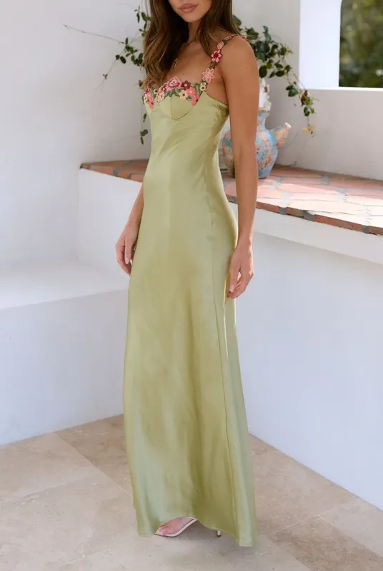 Floral Strap Slim Maxi Dress