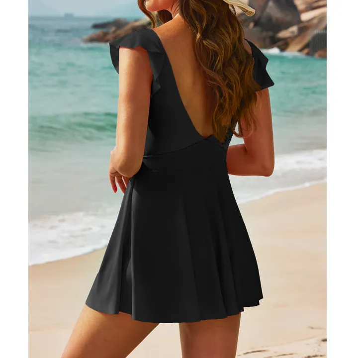 Women's Backless Cutout V-Neck One-Piece Swimsuit