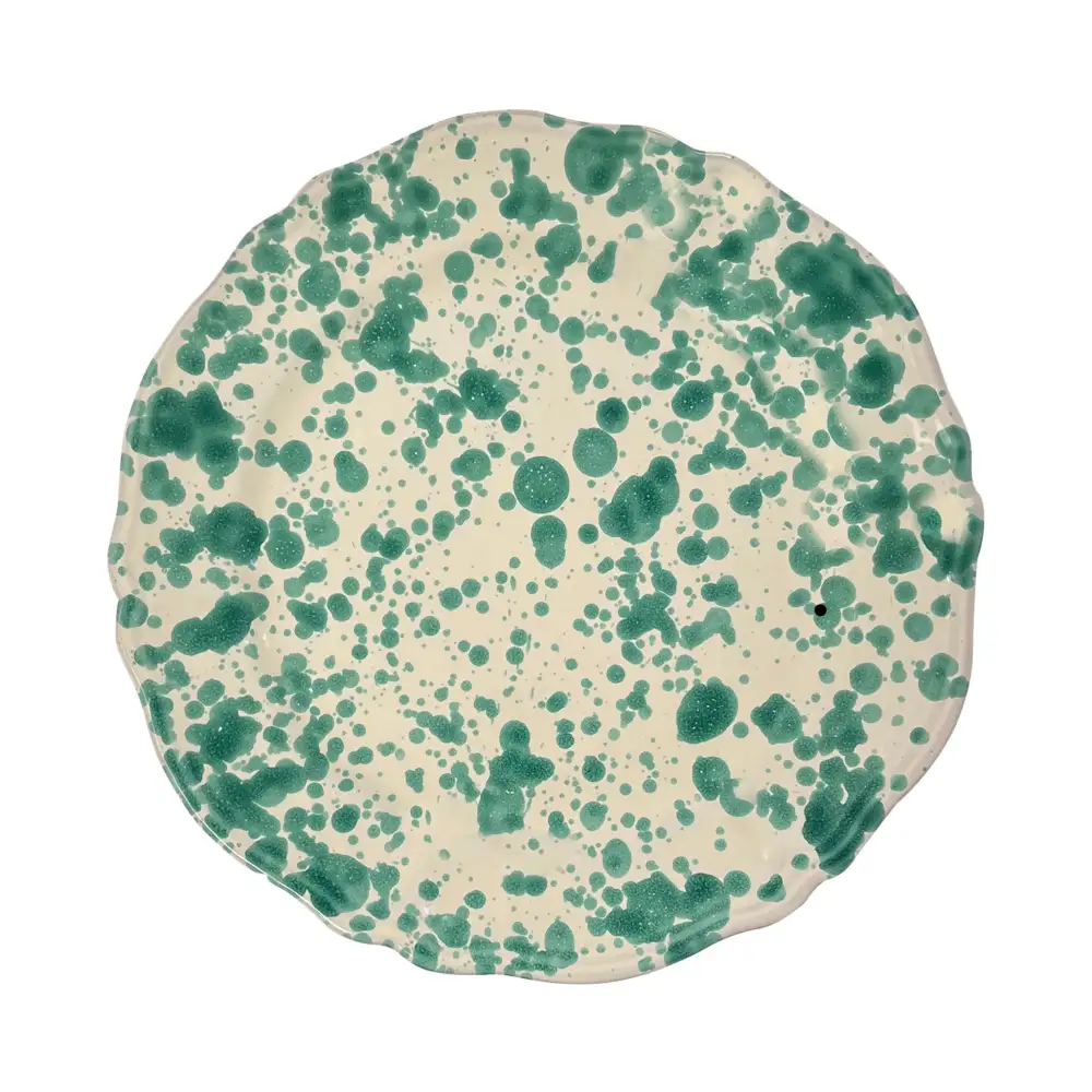 Scalloped Splatter-Finish Ceramic Dinner Plate