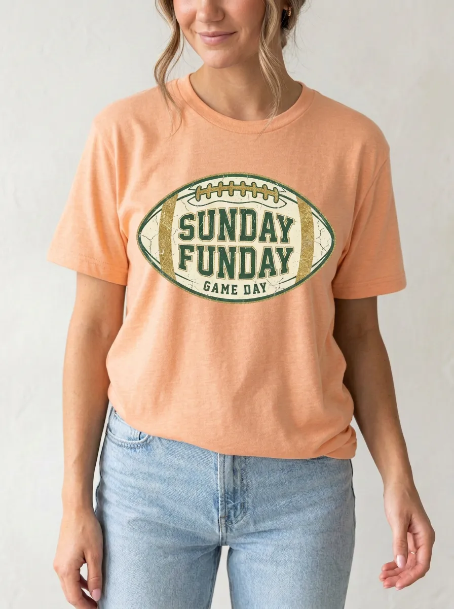 Women's Modern Football Ball Game Day Crew Neck Graphic T-Shirt