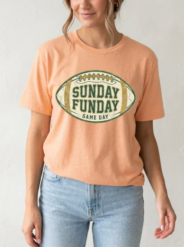 Women's Modern Football Ball Game Day Crew Neck Graphic T-Shirt