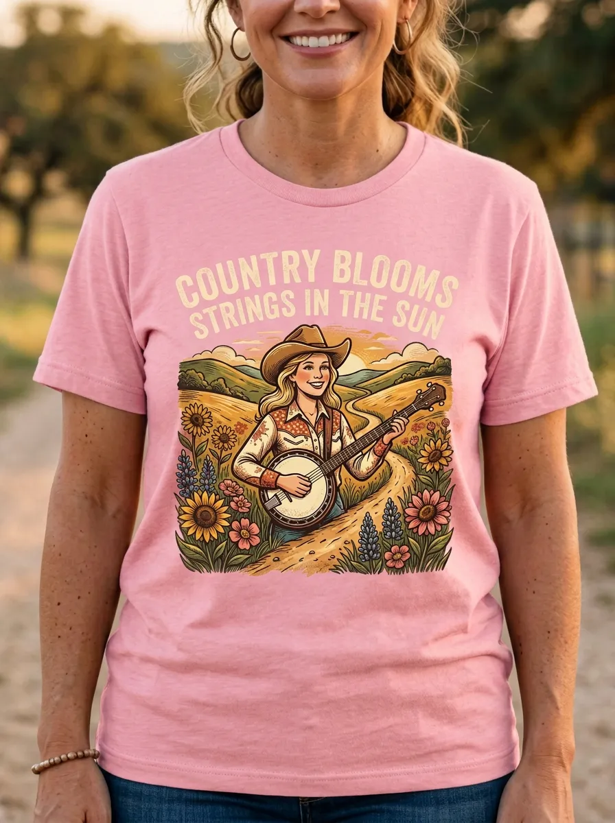 Floral Women's Country Music Casual T-Shirt