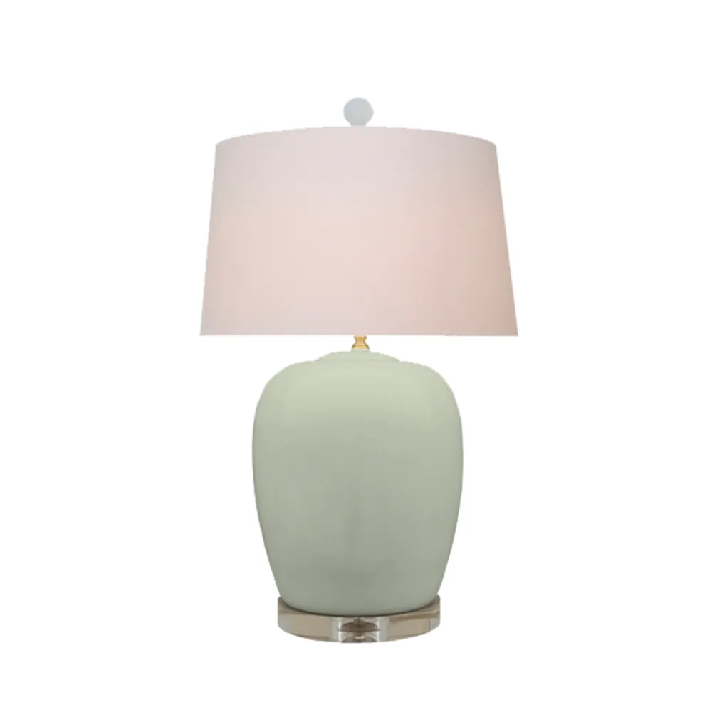 Rounded Porcelain Vase-Form Table Lamp