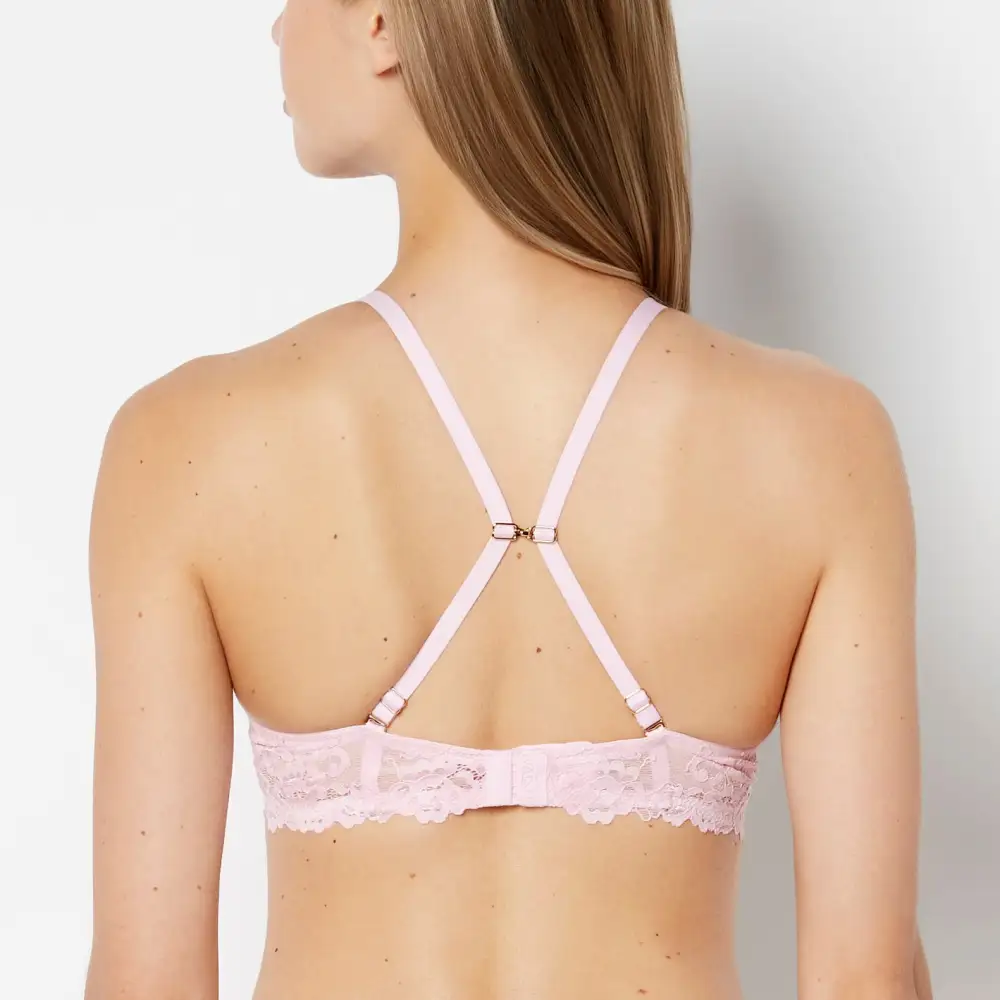 Classic Push Up Plunge Bra With Romantic Lace Wing