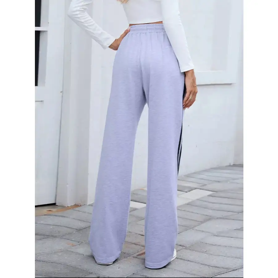 Side Striped Wide Leg Pants