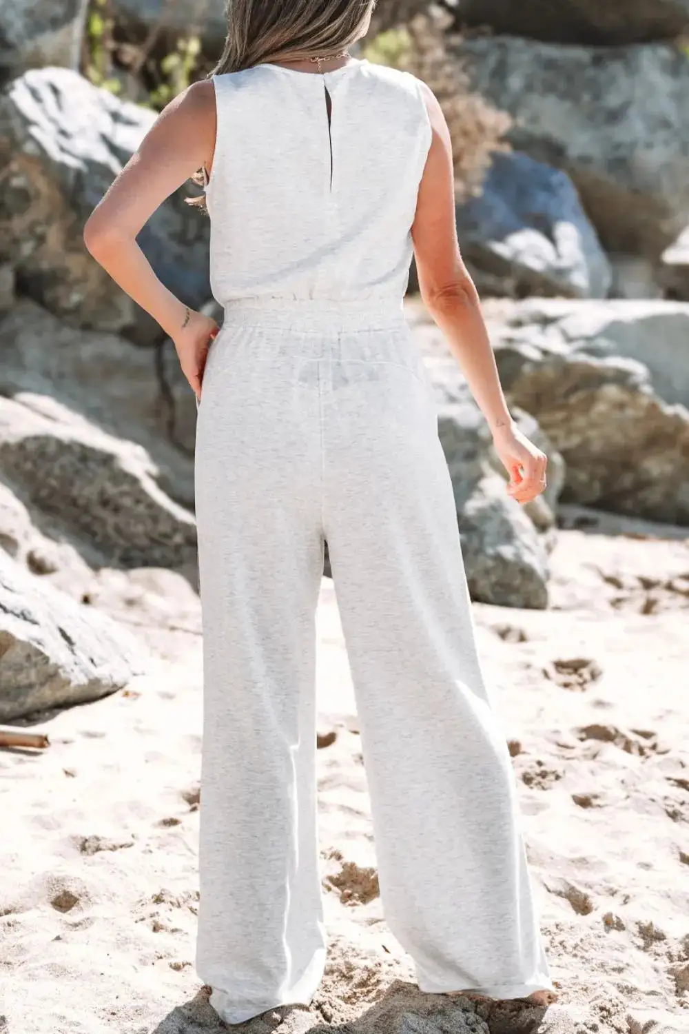 Drawstring High Waist Wide Leg Set