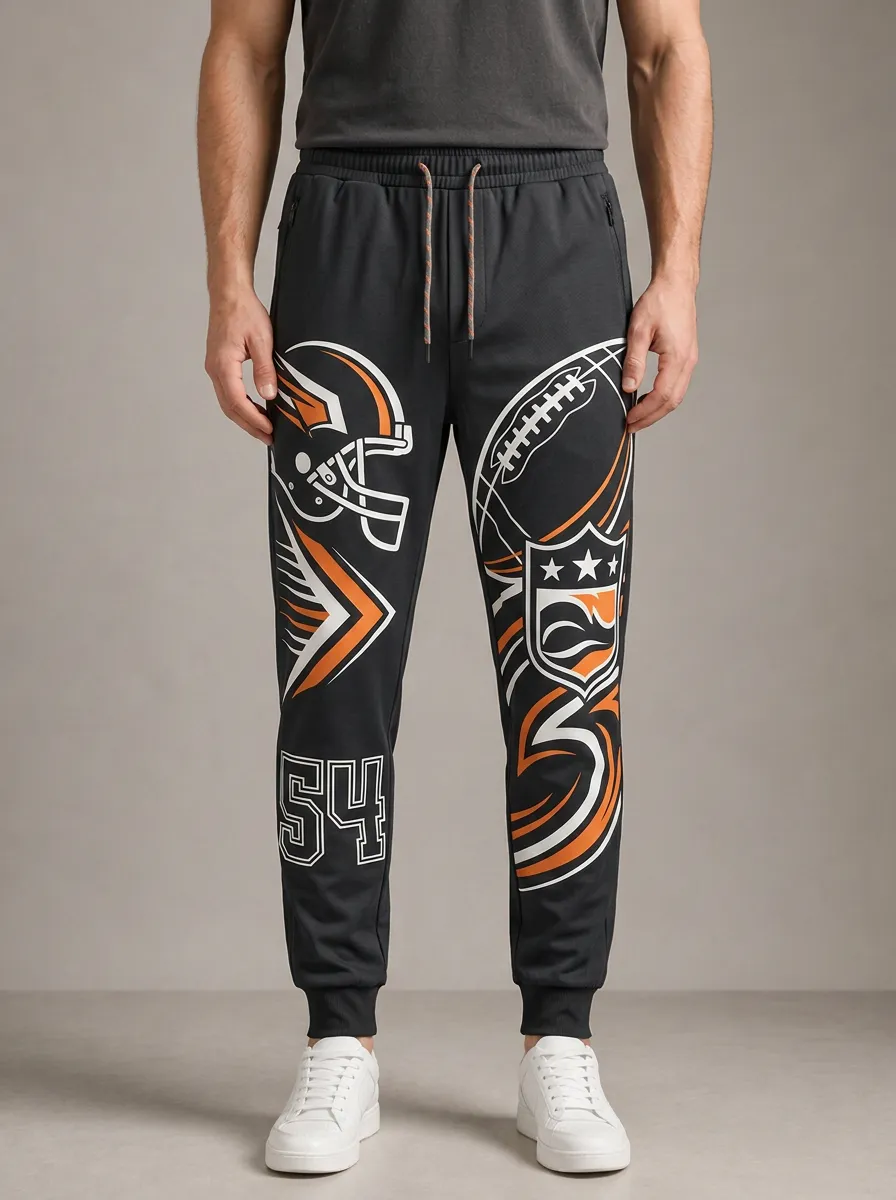 Men's American Football Fan Helmet Ball 54 Printed Joggers