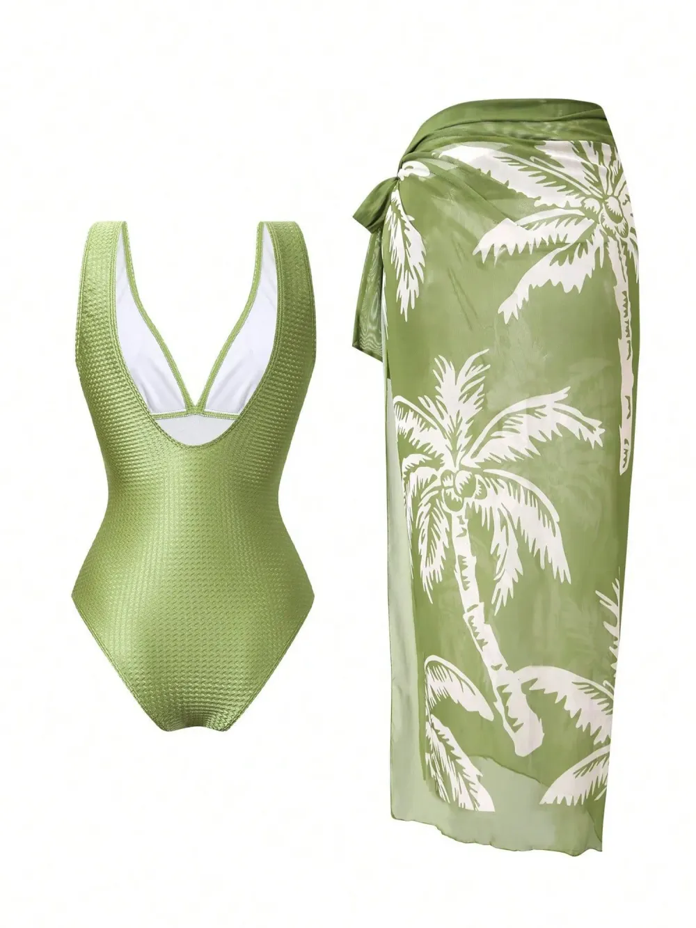 Victoria Printed Swimsuit Set In Green