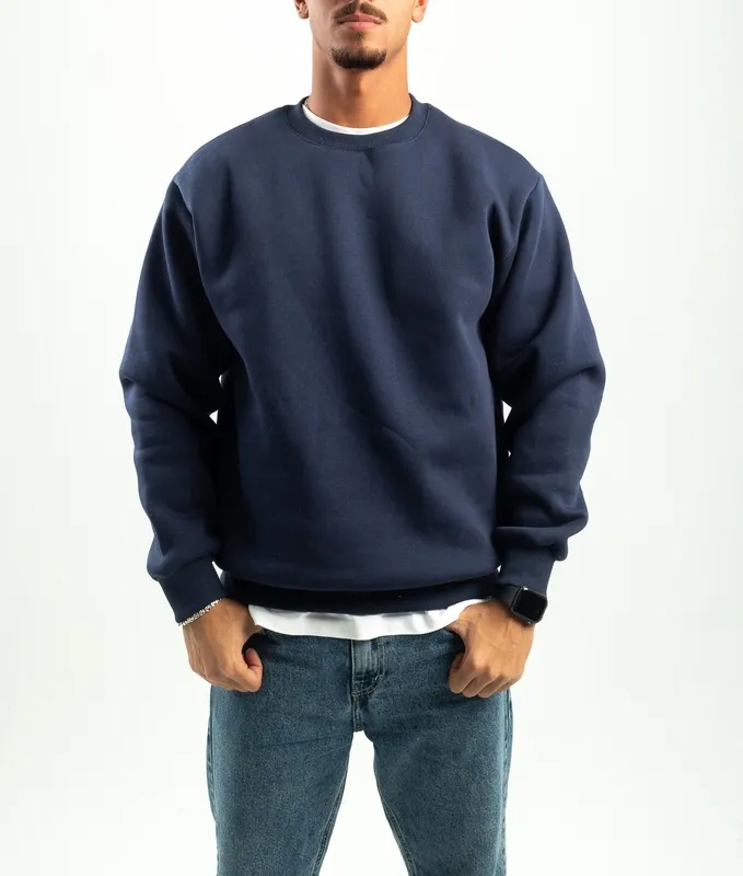 Navy Blue Relaxed Crewneck Sweatshirt