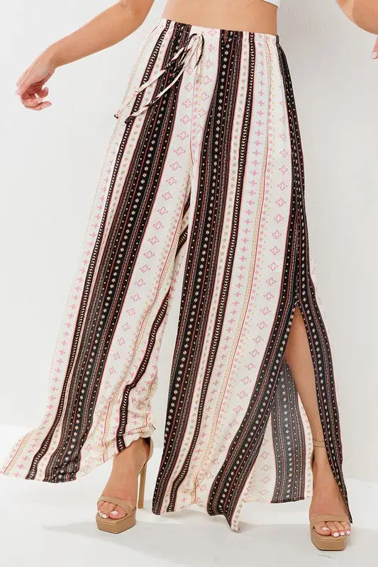 Wide Leg Side Slit Pants