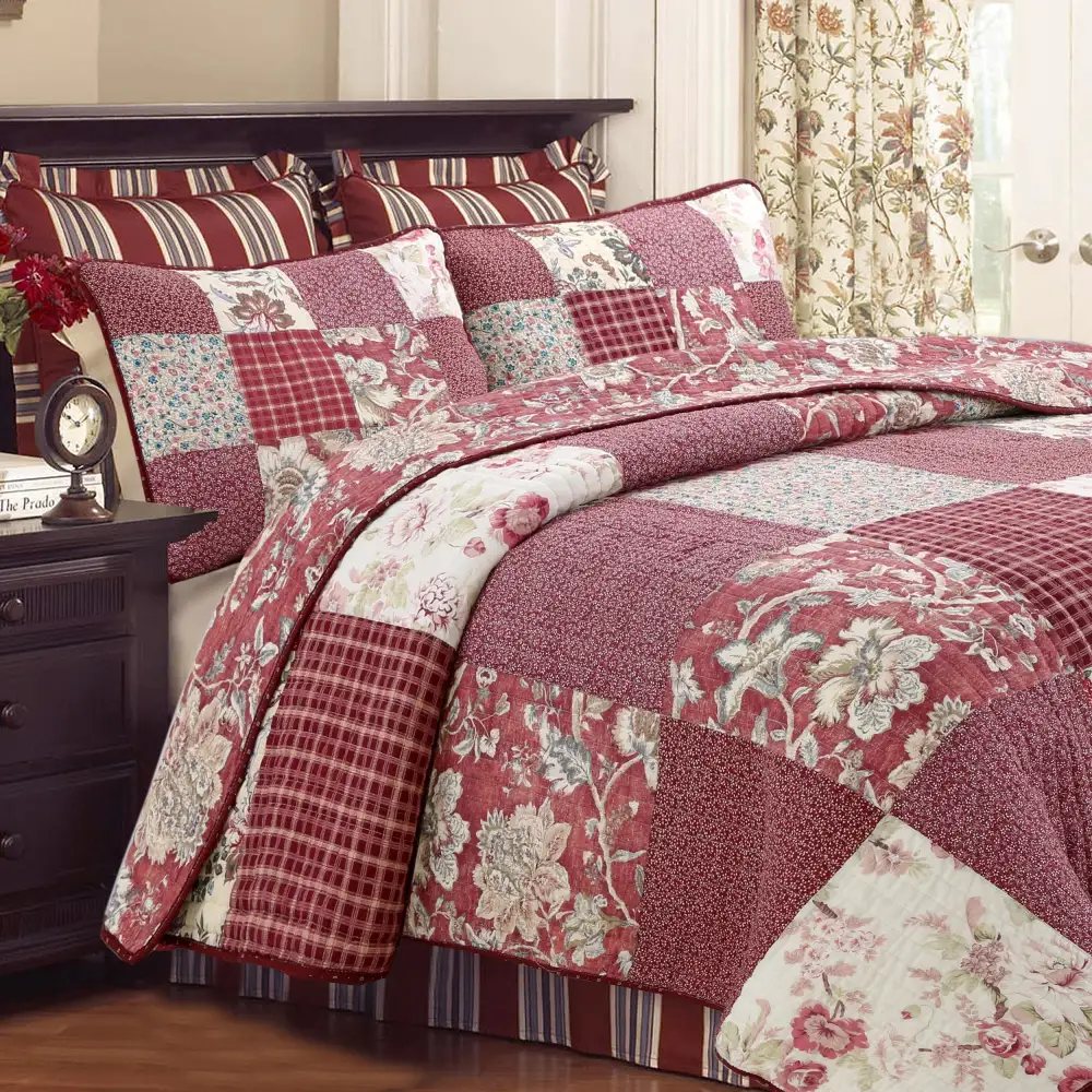 Contemporary Cotton Patchwork Reversible Quilt Bedding Set