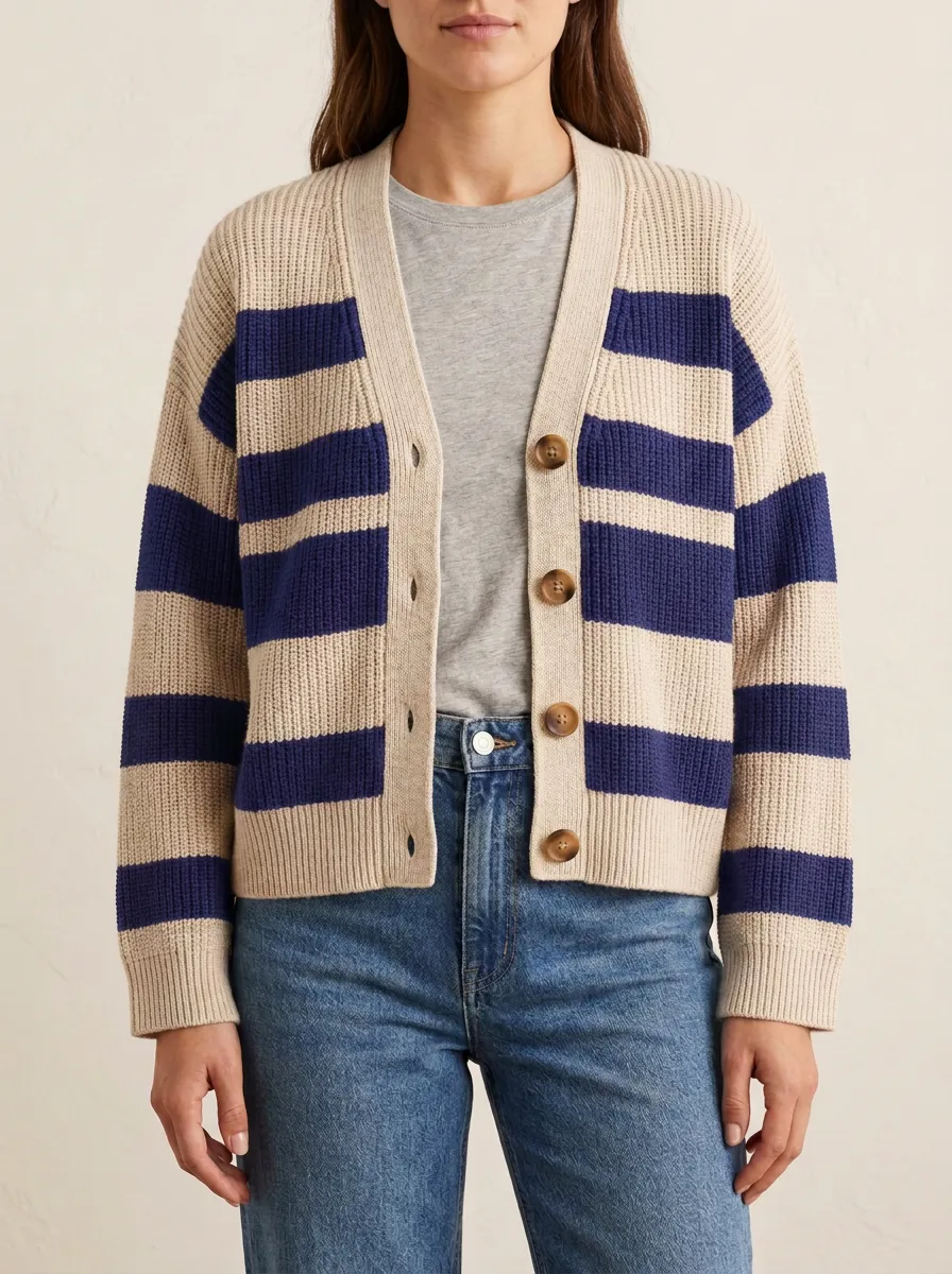 Classic Rugby Striped Knit Cardigan