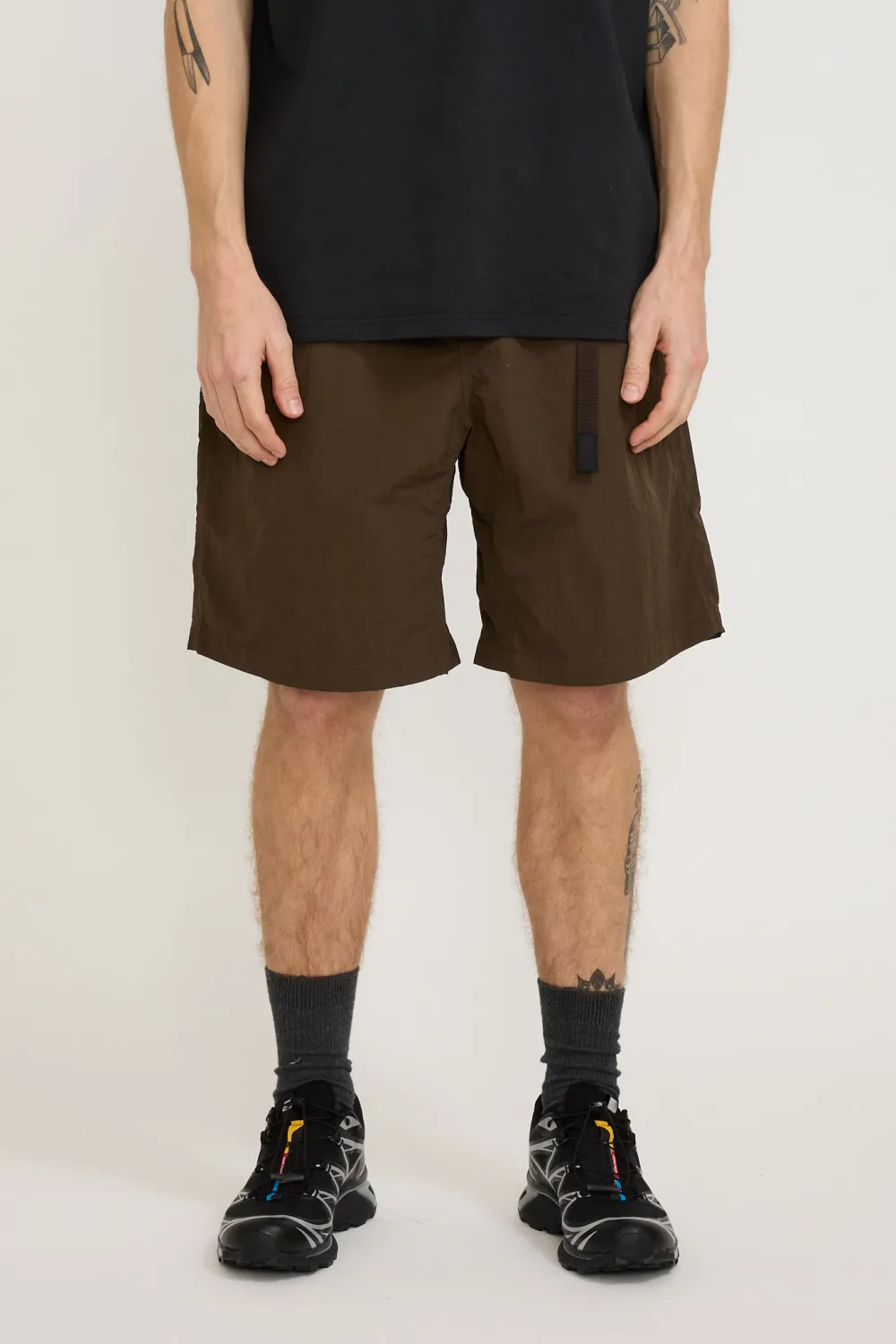 Deep Brown Nylon Loose Fit Shorts