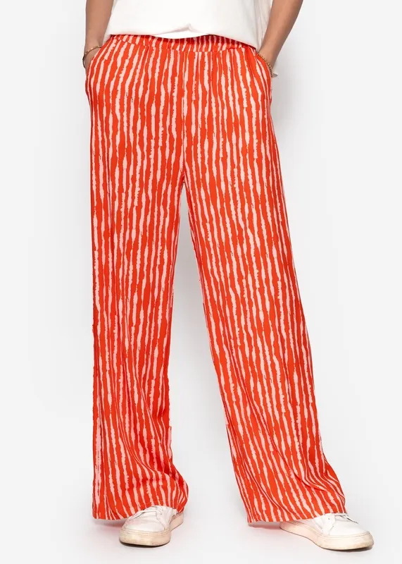 Orange Satin Striped Pants