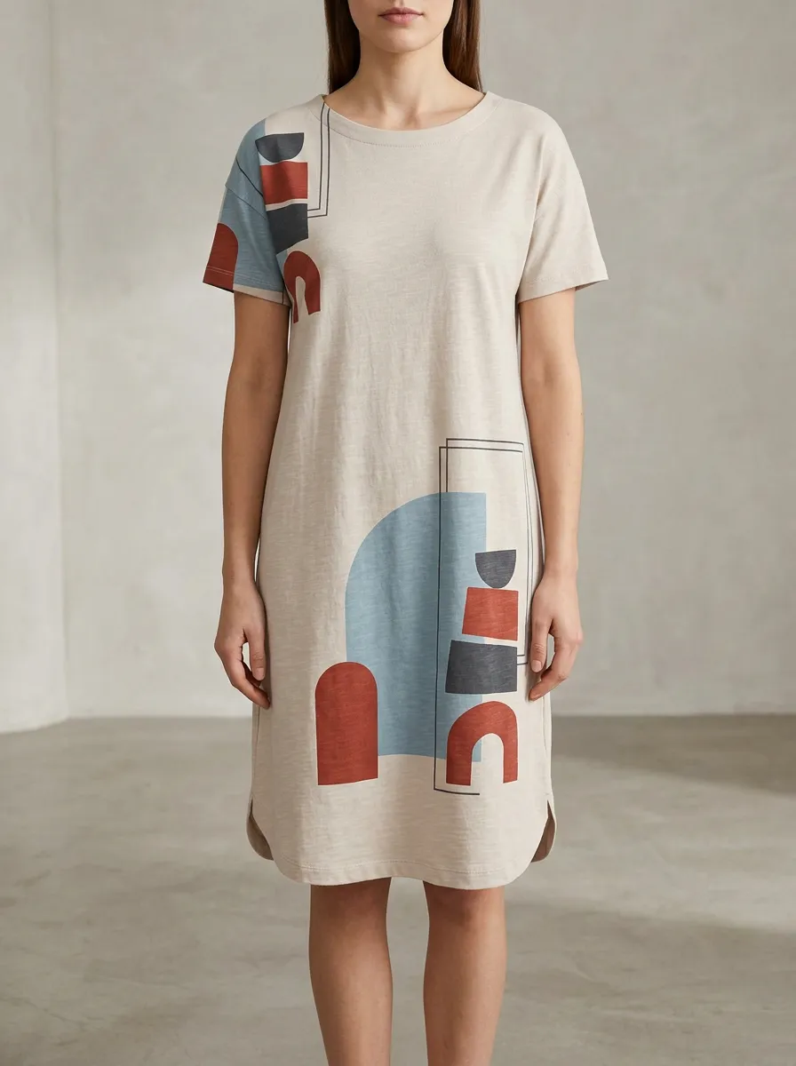 Women's Abstract Print T-Shirt Dress