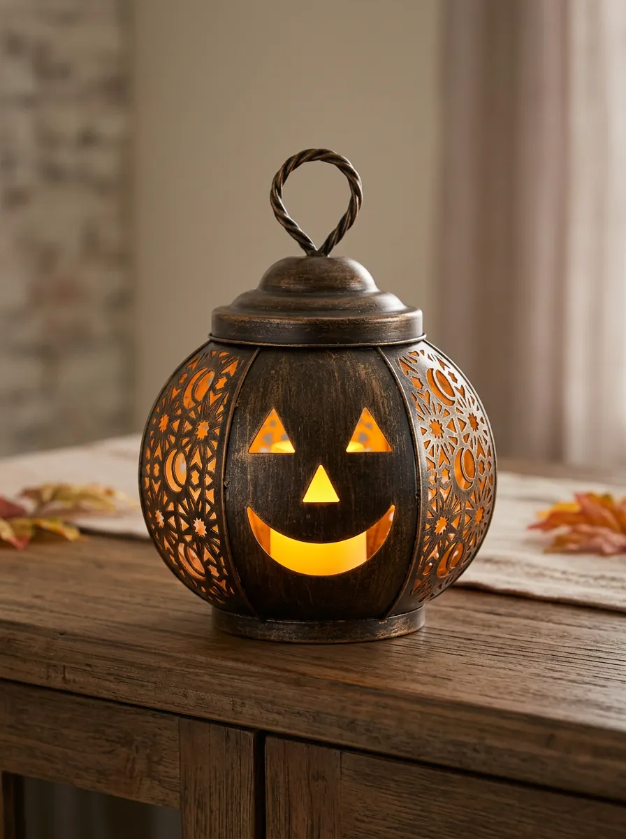 Cutout Metal-Look Halloween Pumpkin Light