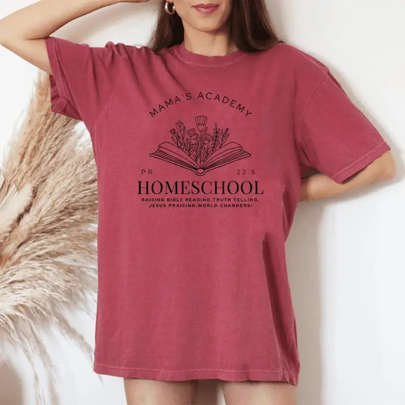 Homeschool Mama Mama's Academy Homeschooling Mom Christian Women's Oversized Comfort T-shirt