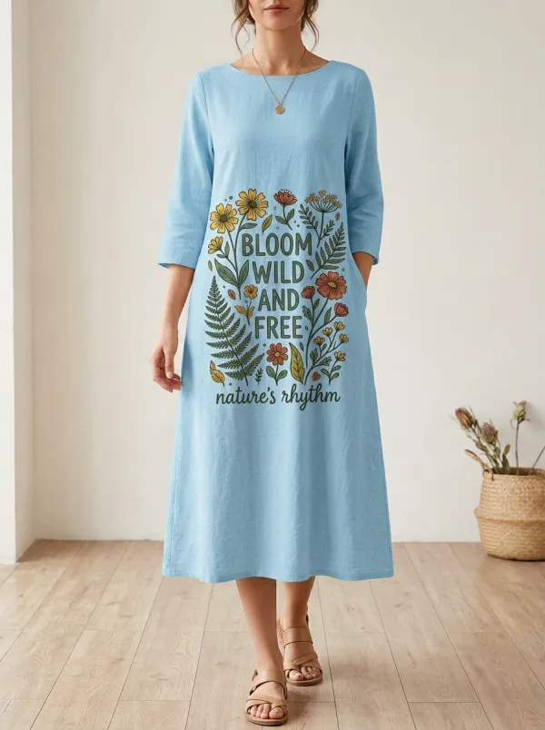 Nature Lover Bloom Wild Floral Linen Dress