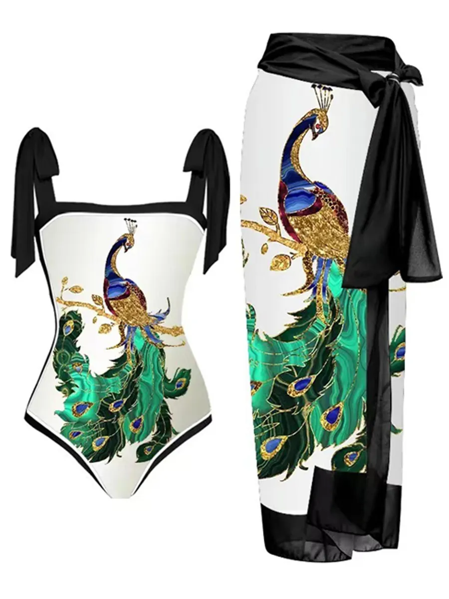 Natalie Chiffon Printed Swimsuit Set