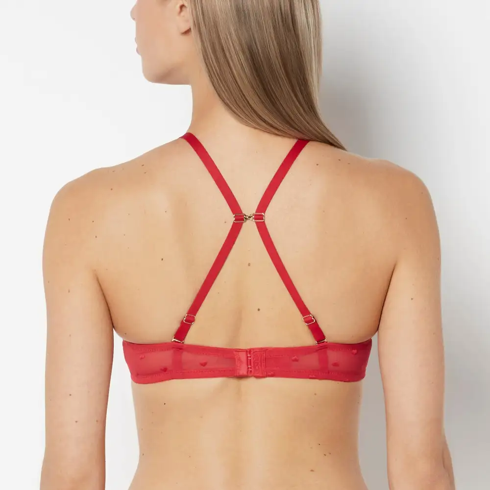 Delicate Up Cup Plunge Bra With Heart Mesh