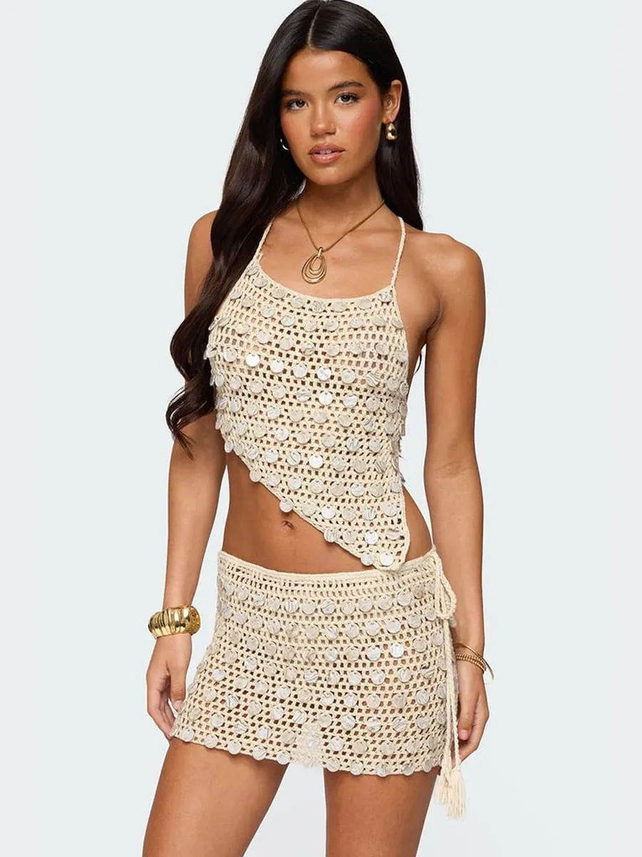 Sabina Sequined Knit Skirt Set